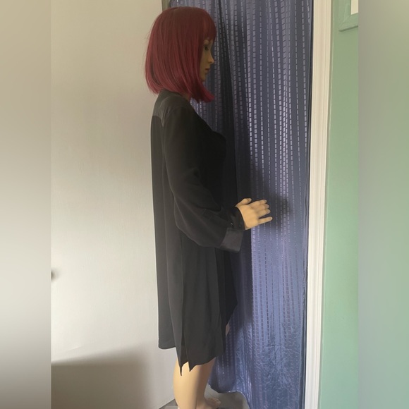 Eileen Fisher 100% Silk Black Mini Dress L - Picture 6 of 9